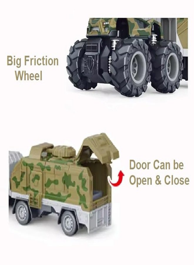 ISTOSY Friction Powered Military Truck Toy for Kids boy Metal Die cast Models Army Tank Container Pull Back Vehicle Miniature Toys (Multicolor, Pack of 1) - Image 4